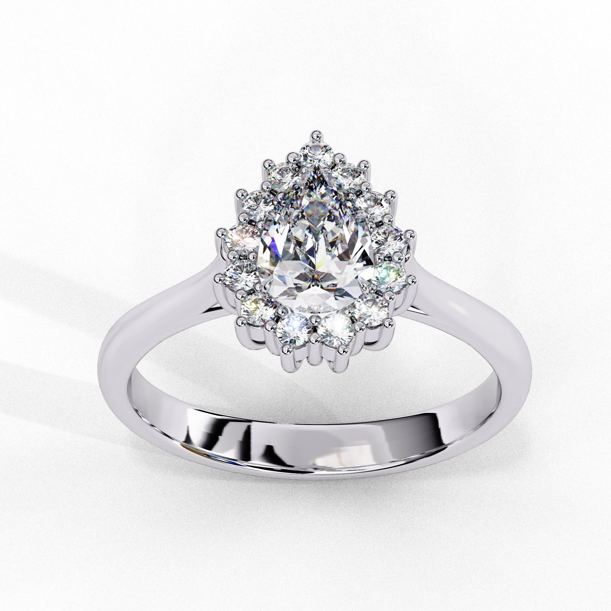 Elegant Central Stone Diamond Halo Ring