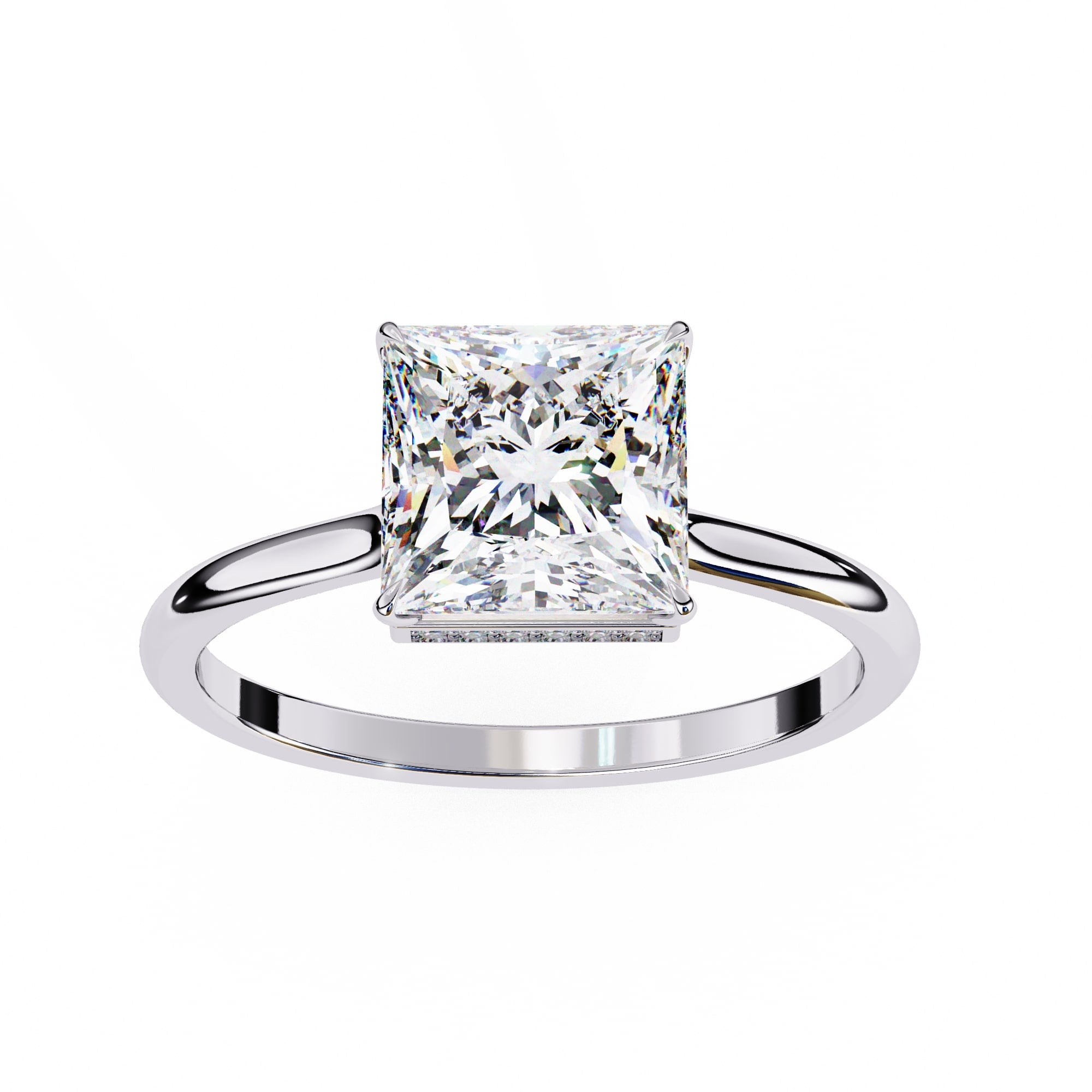 Elegant Central Stone Diamond Ring with Side Stone Brilliance