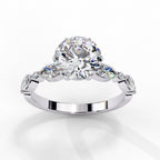 Radiant Central Stone Diamond Ring with Shimmering Side Accents
