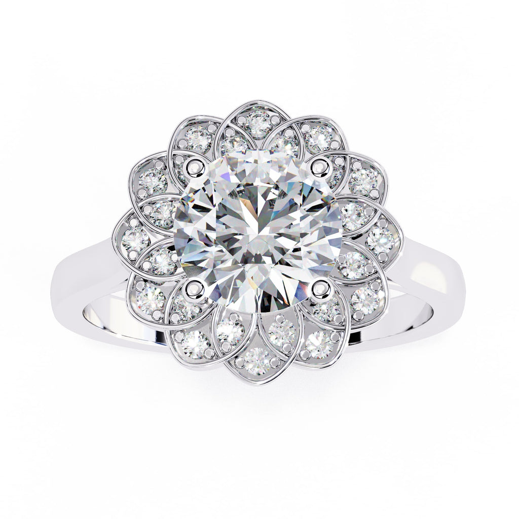Elegant Central Stone Diamond Ring with Side Brilliance