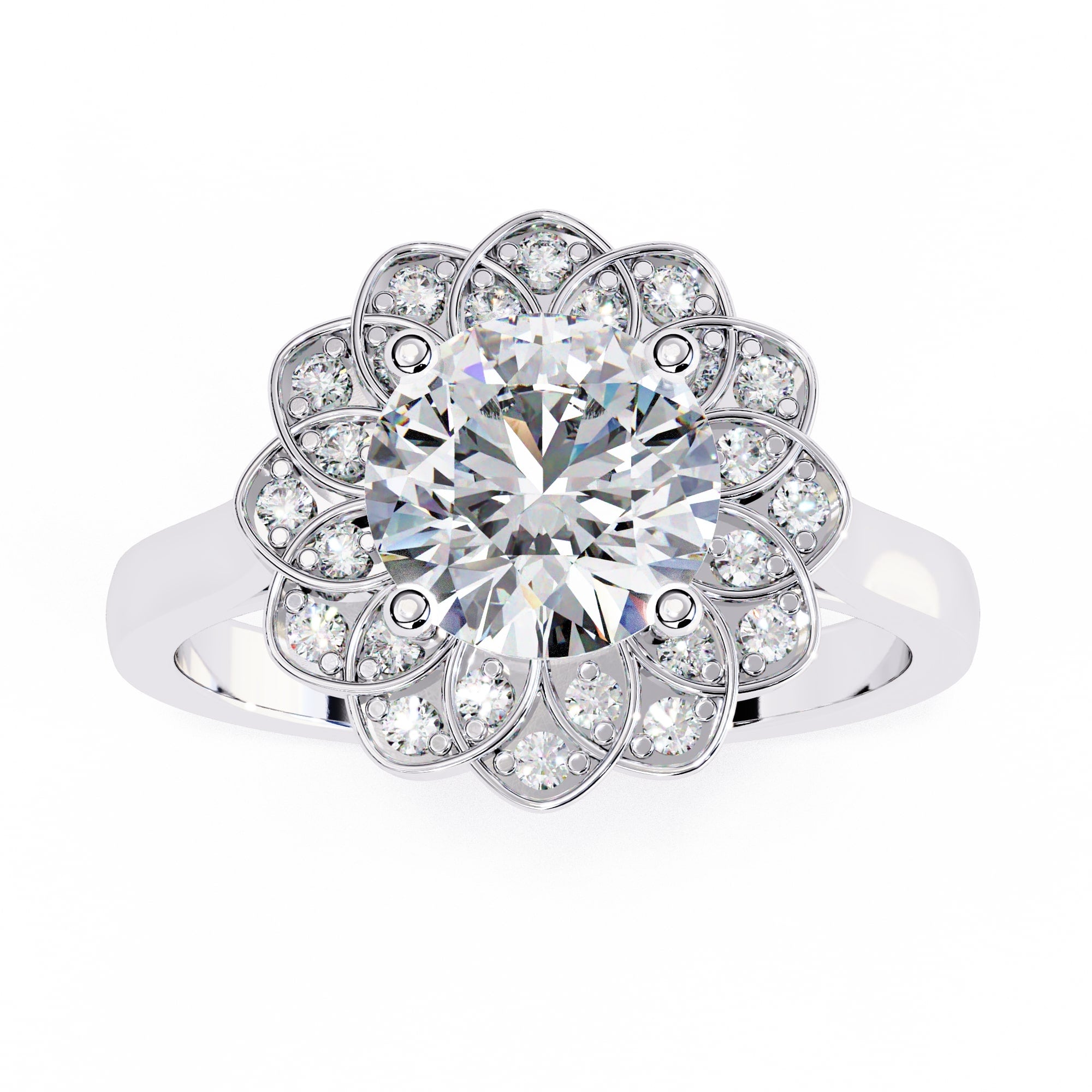 Elegant Central Stone Diamond Ring with Side Brilliance