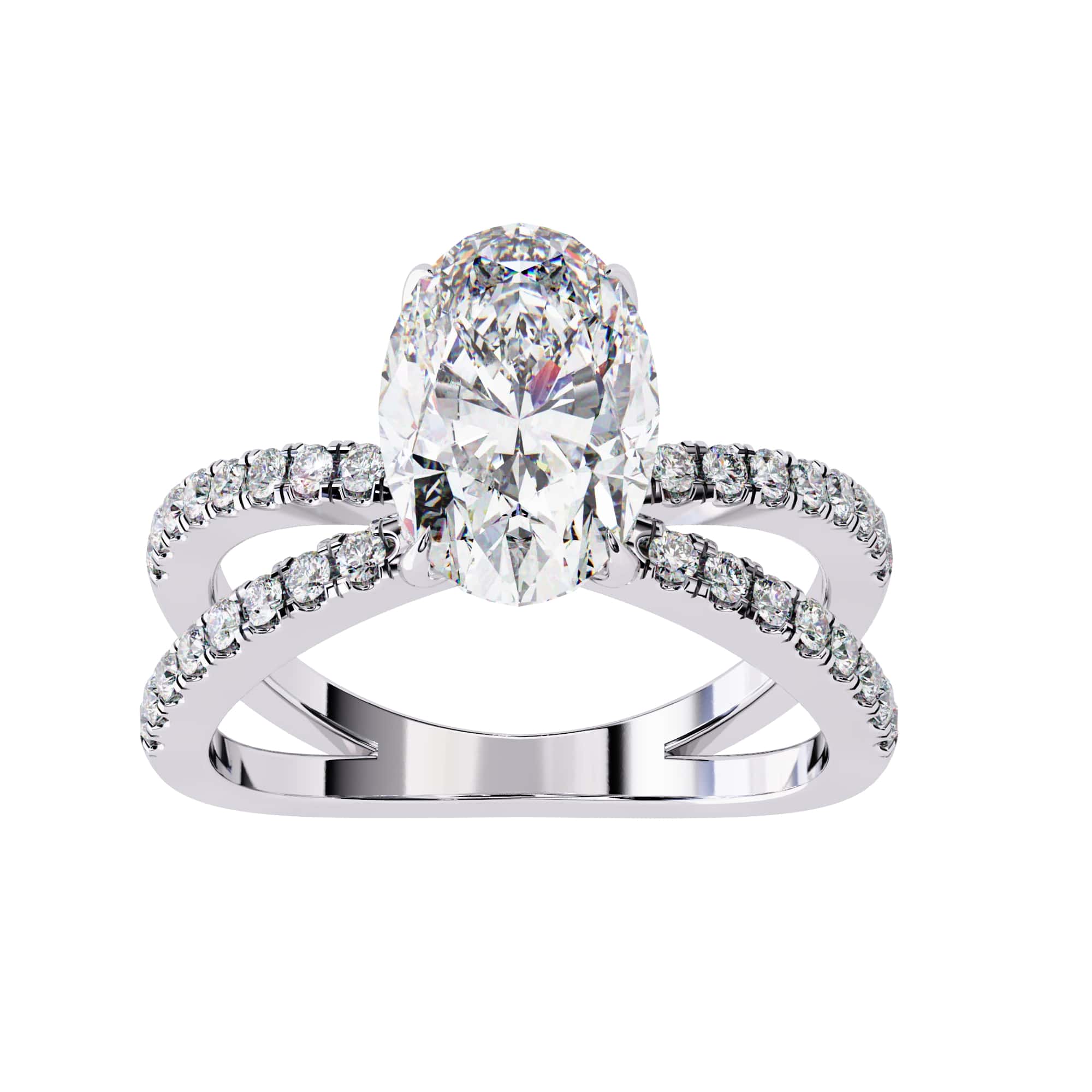 Elegant Central Stone Diamond Side Accent Ring