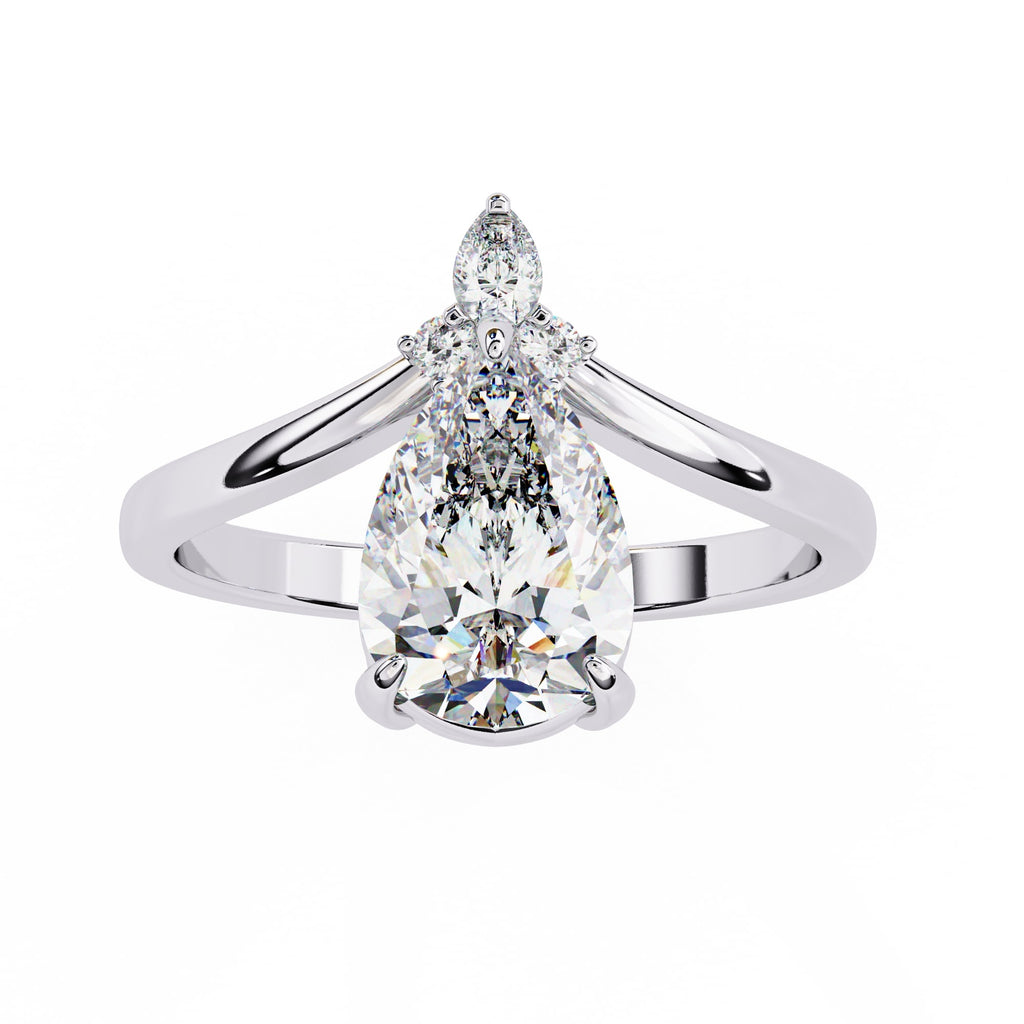 Radiant Central Stone Diamond Ring with Shimmering Side Accents