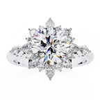 Radiant Central Stone Diamond Ring with Sparkling Side Accents