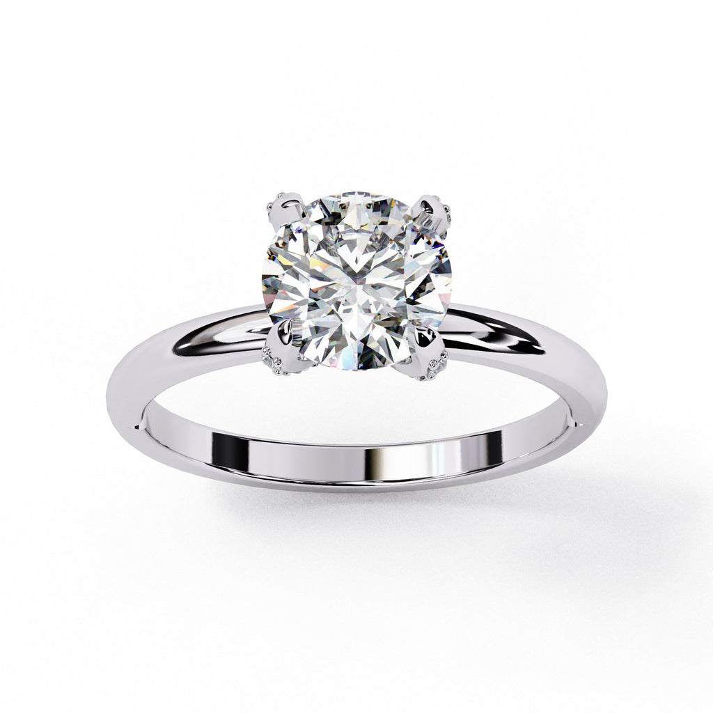 Radiant Central Stone Diamond Ring with Shimmering Side Accents