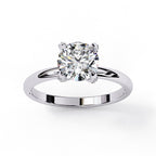 Radiant Central Stone Diamond Ring with Shimmering Side Accents