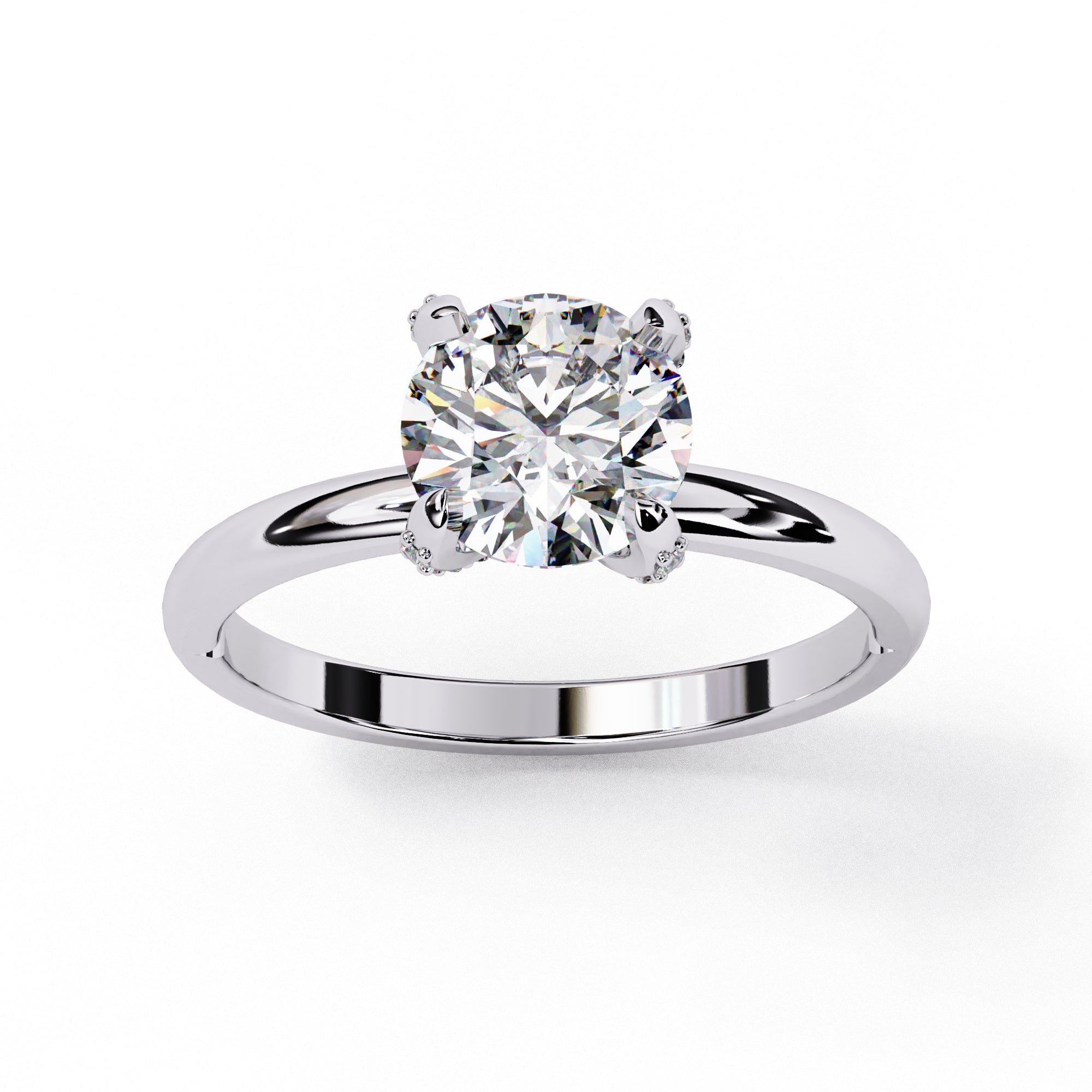 Radiant Central Stone Diamond Ring with Shimmering Side Accents