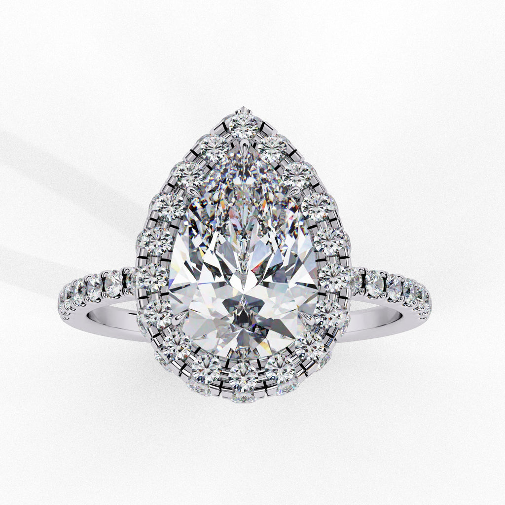 Elegant Central Stone Diamond Halo Ring