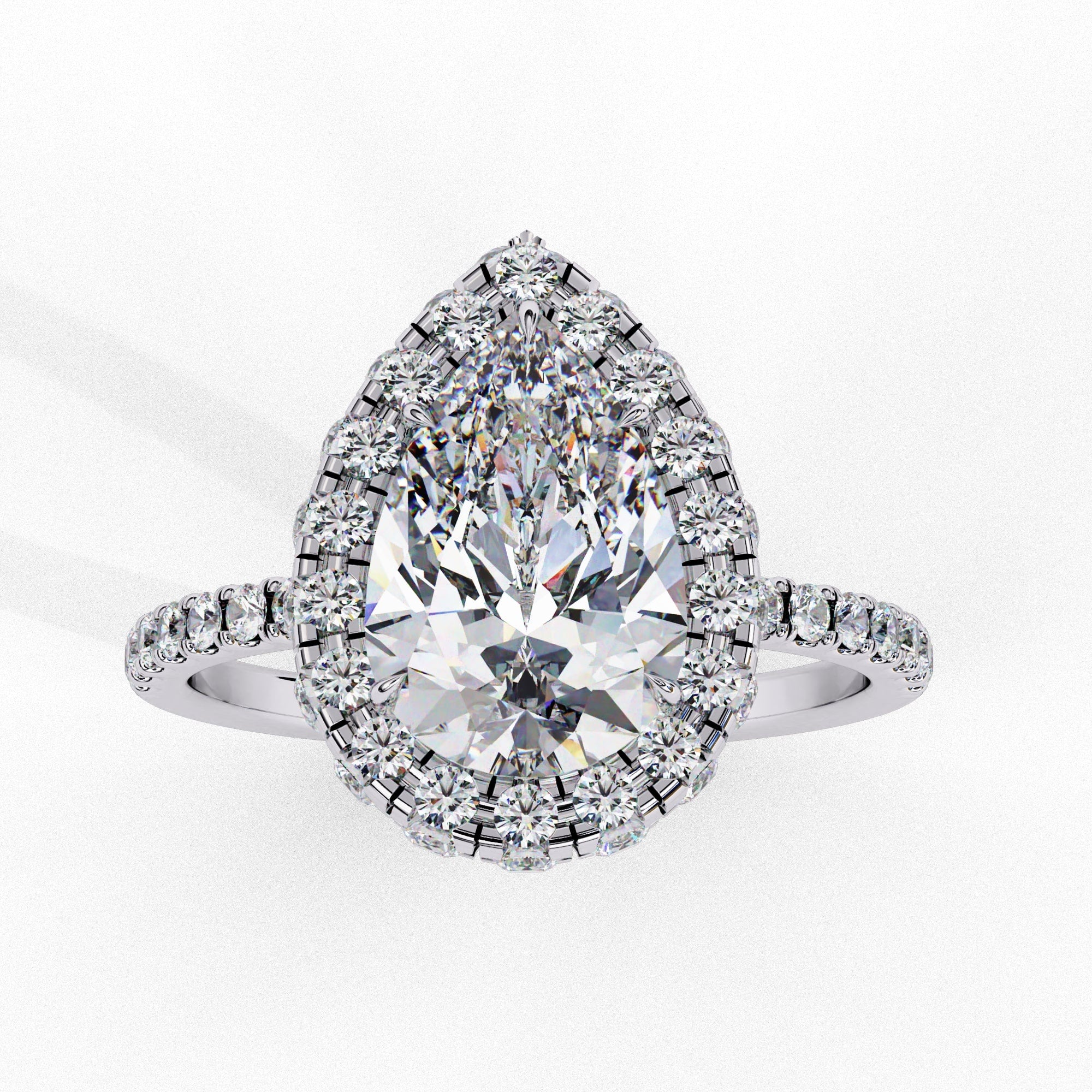 Elegant Central Stone Diamond Halo Ring
