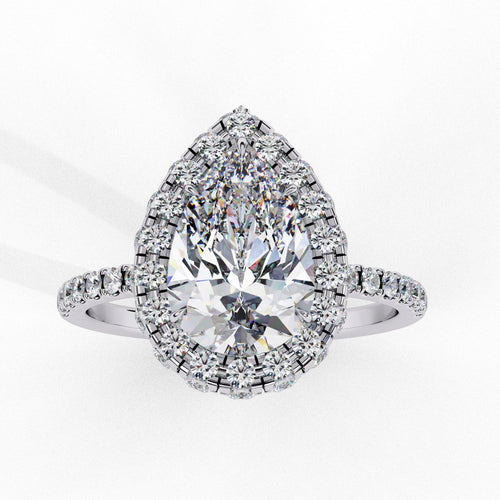 Elegant Central Stone Diamond Halo Ring