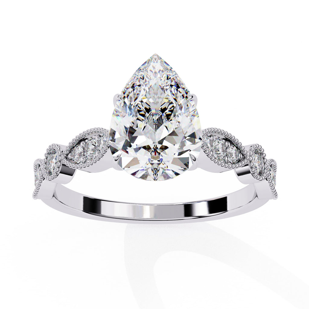 Radiant Central Stone Diamond Ring with Shimmering Side Accents