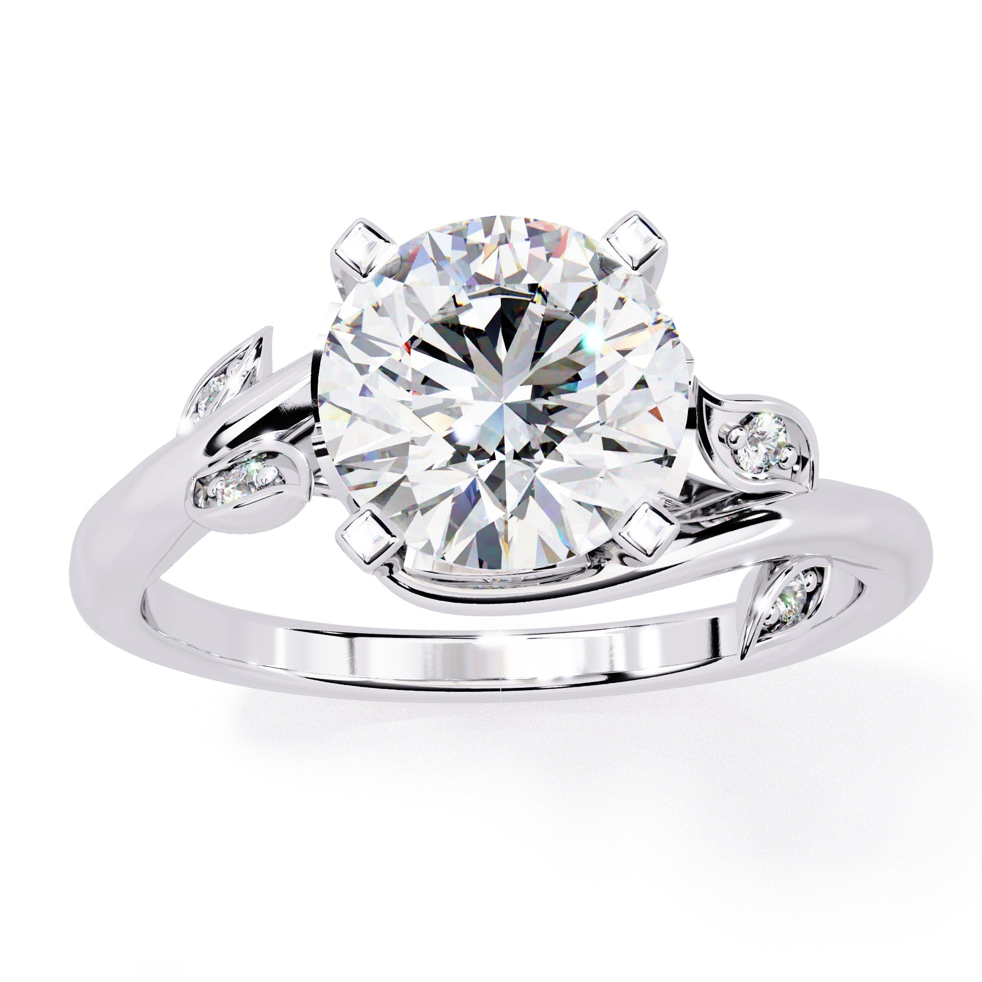 Exquisite Central Stone Diamond Ring with Shimmering Side Accents