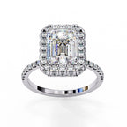 Radiant Central Stone Diamond Ring with Shimmering Side Accents