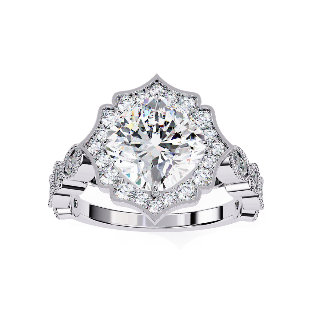 Elegant Diamond Central Stone and Side Accents Ring