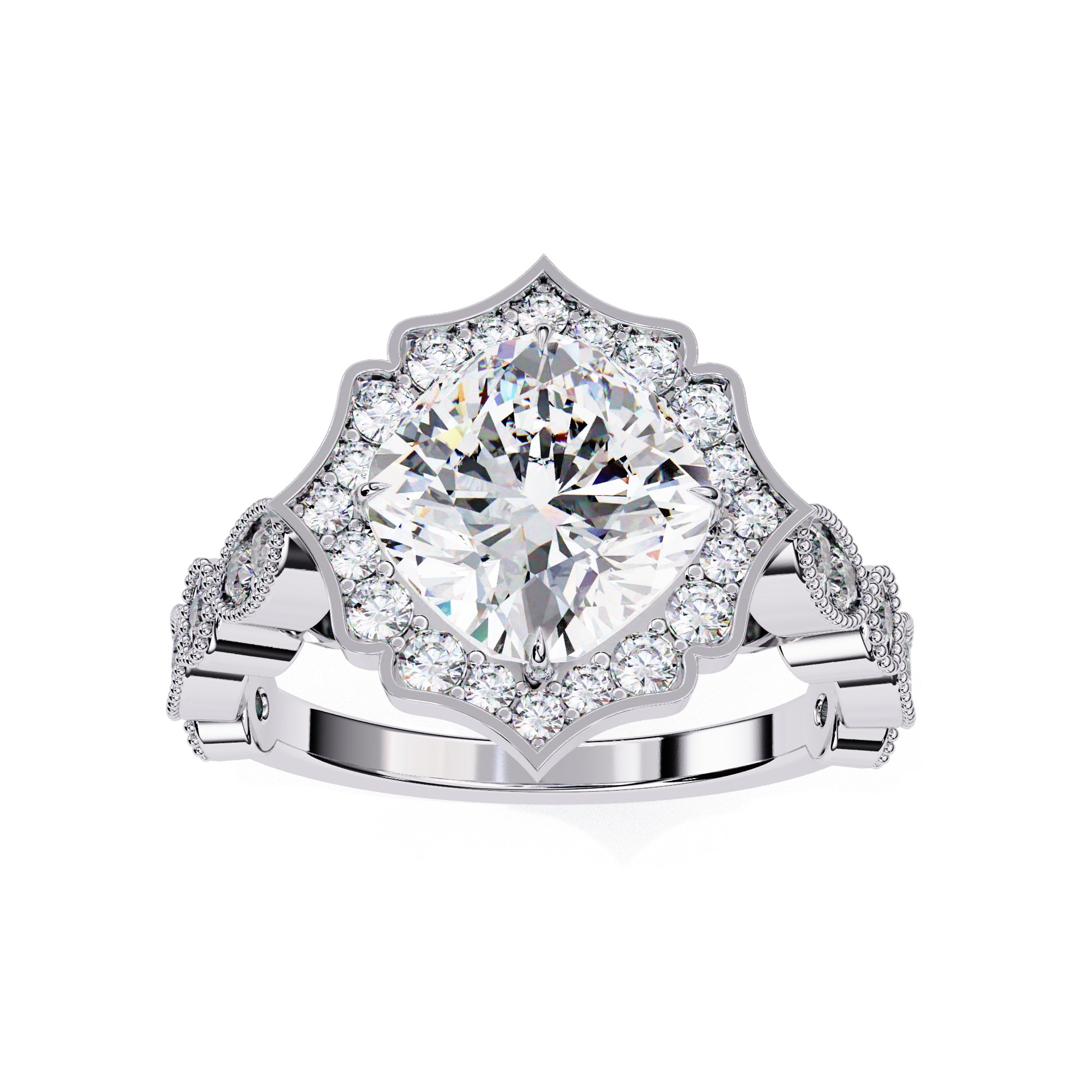 Elegant Diamond Central Stone and Side Accents Ring