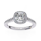 Radiant Central Stone Diamond Ring with Shimmering Side Accents
