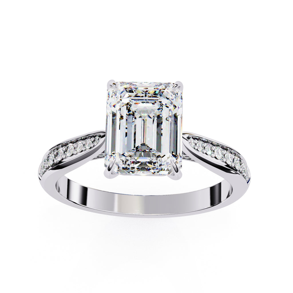 Elegant Central Stone Diamond Side Accent Ring