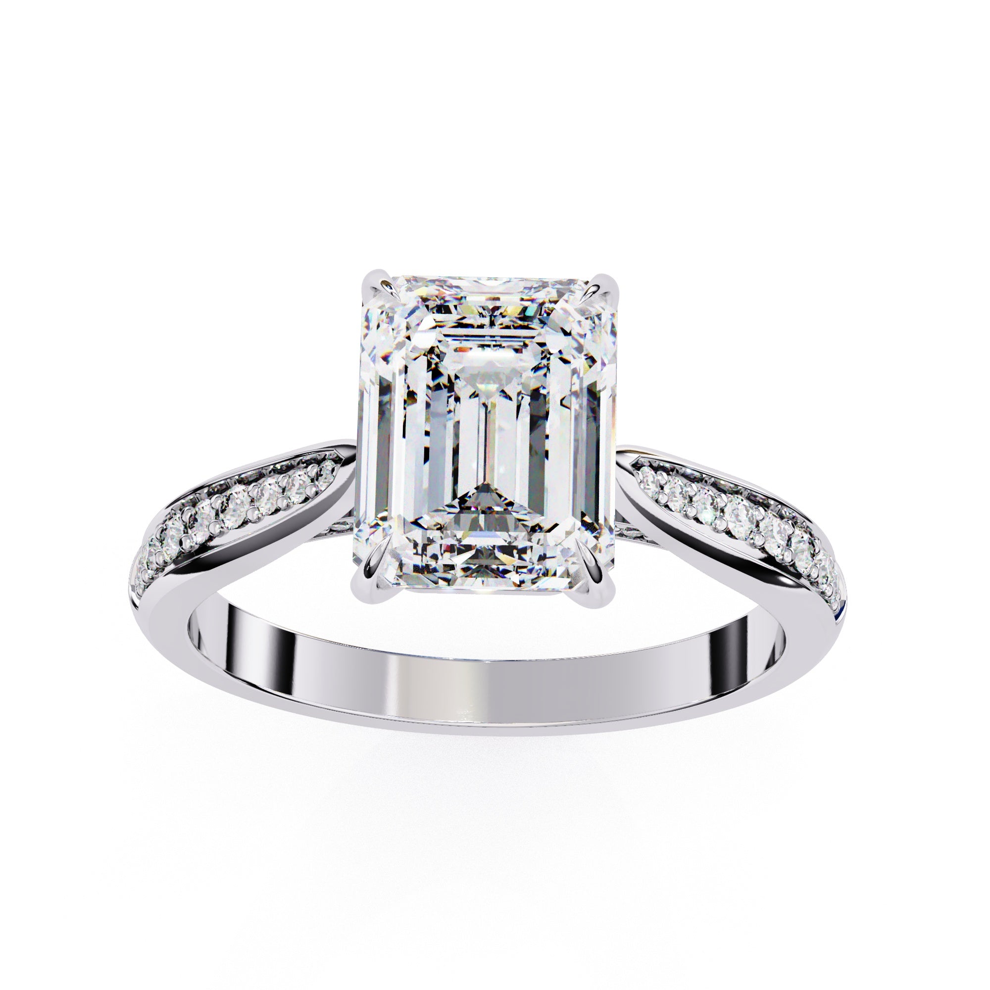 Elegant Central Stone Diamond Side Accent Ring