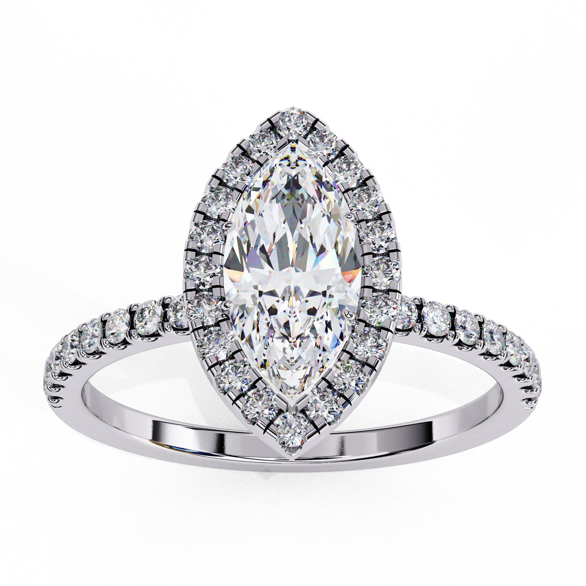 Elegant Central Stone Diamond Ring with Radiant Side Stones