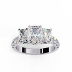Radiant Multi-Stone Diamond Ring with Brilliant Side Accents
