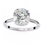 Radiant Central Stone Diamond Ring with Shimmering Side Accents