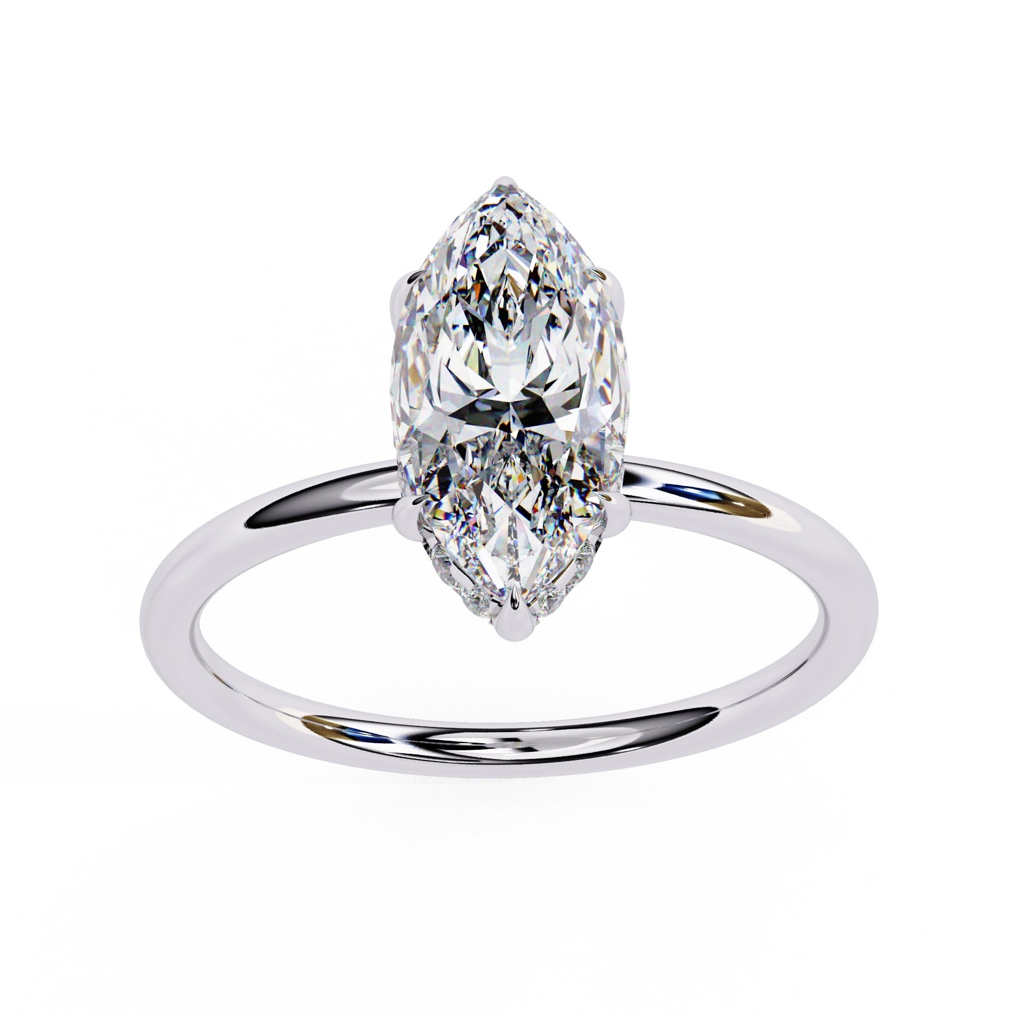 Elegant Diamond Central Stone Side Accent Ring