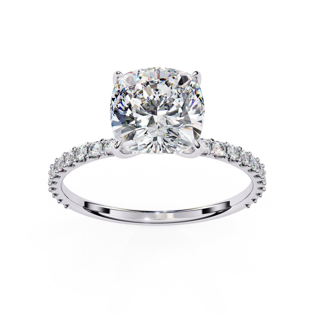 Radiant Central Stone Diamond Ring with Shimmering Side Accents