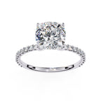Radiant Central Stone Diamond Ring with Shimmering Side Accents