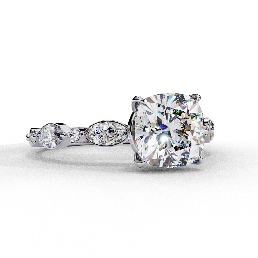 Elegant Diamond Central Stone Ring with Brilliant Side Accents