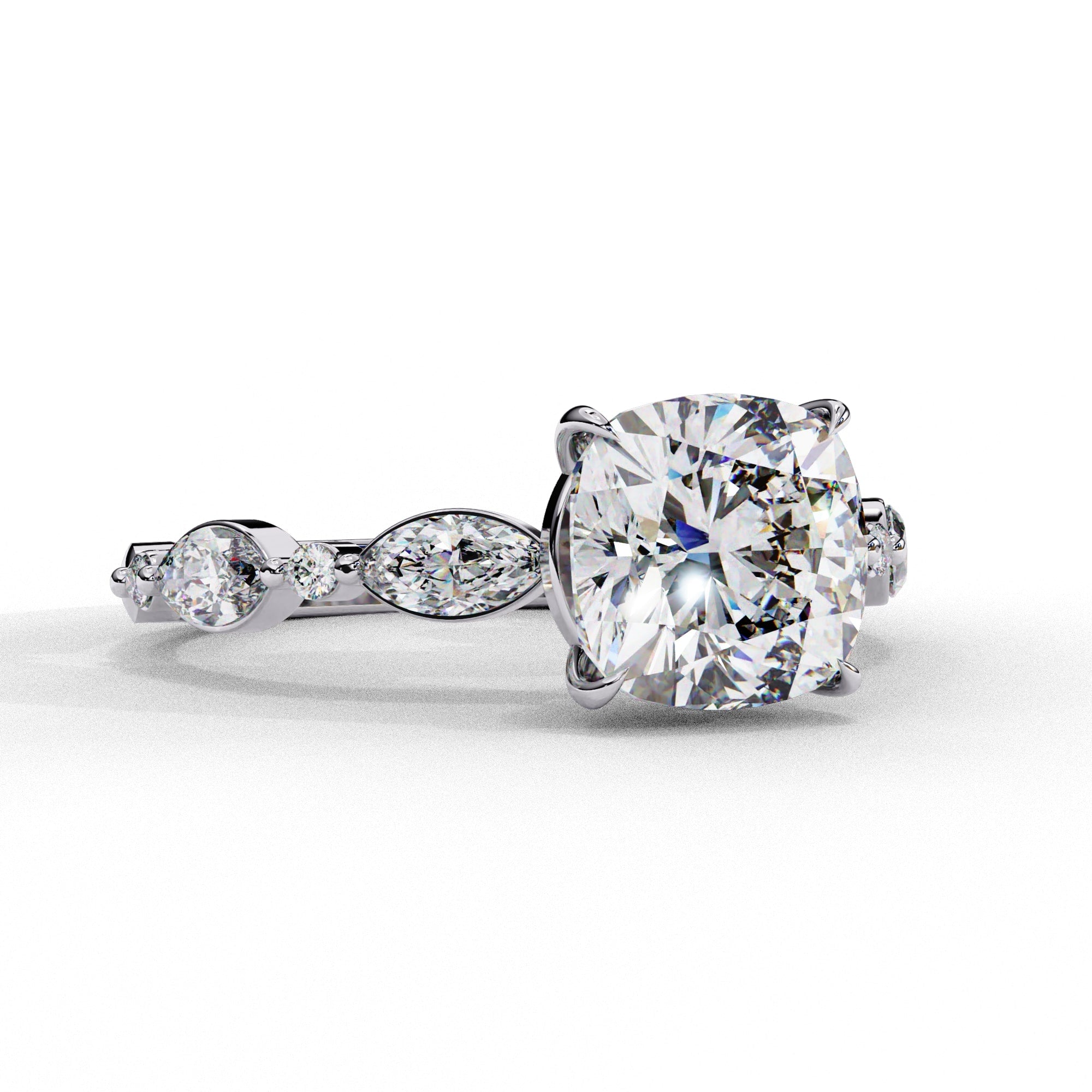 Elegant Diamond Central Stone Ring with Brilliant Side Accents