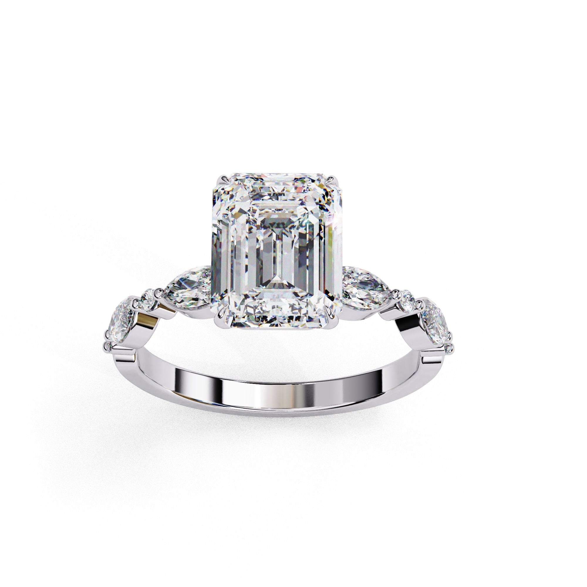 Elegant Central Stone Diamond Ring with Brilliant Side Accents