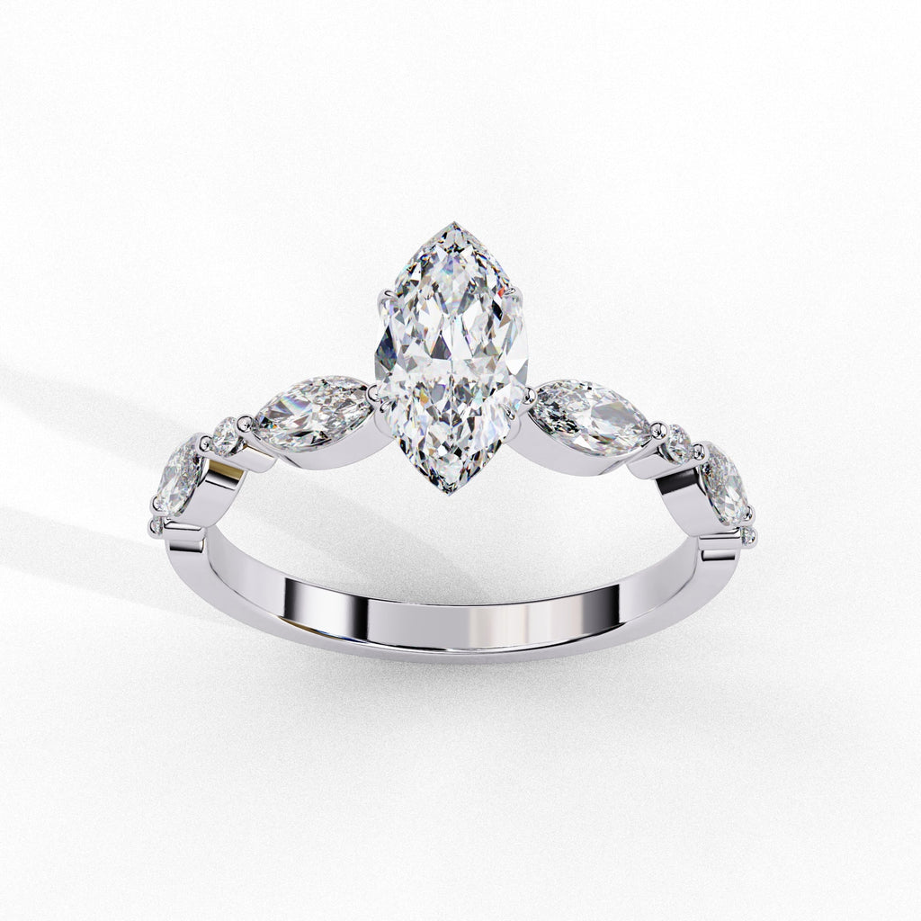 Elegant Central Stone Diamond Ring with Radiant Side Accents