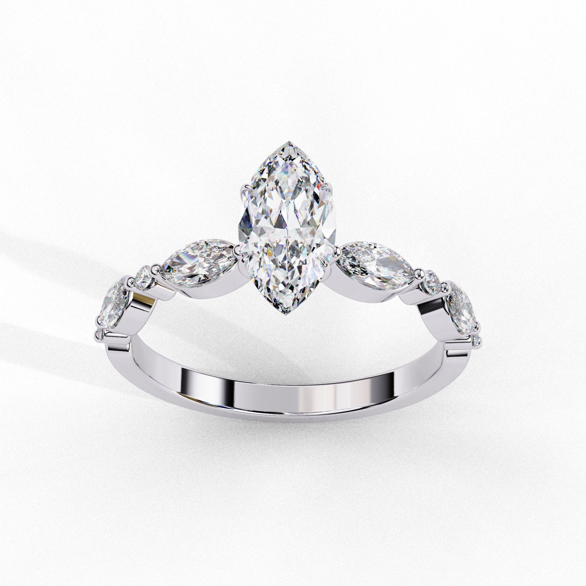 Elegant Central Stone Diamond Ring with Radiant Side Accents