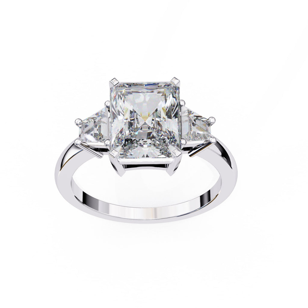 Radiant Central Stone Diamond Side Accents Ring