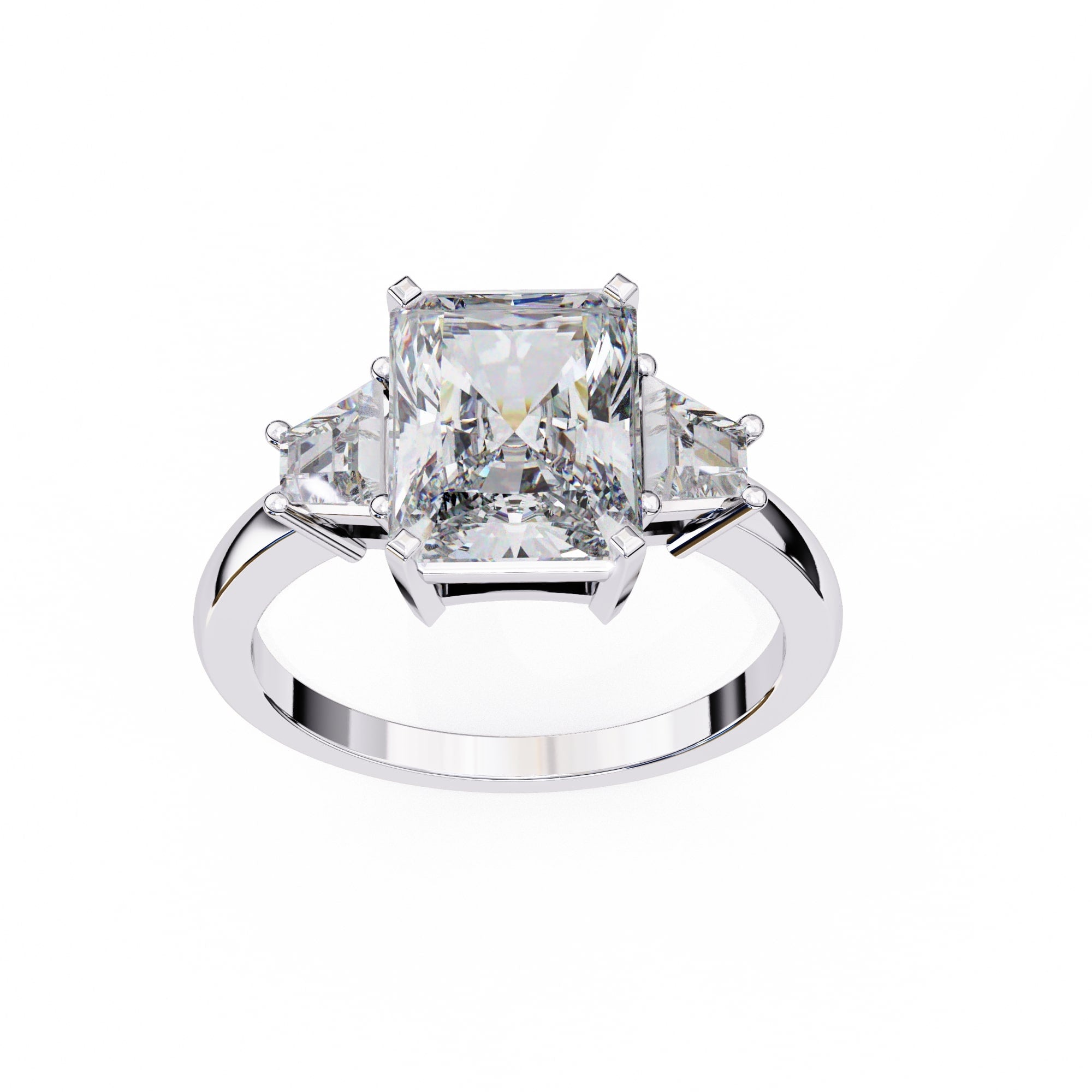 Radiant Central Stone Diamond Side Accents Ring