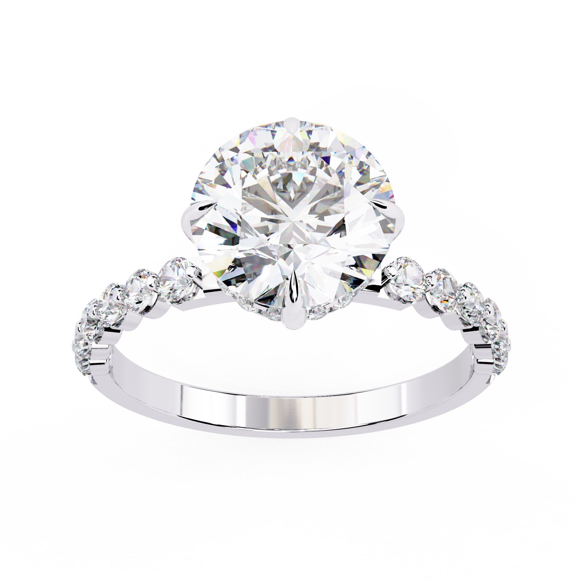 Radiant Central Brilliance Side Stone Ring