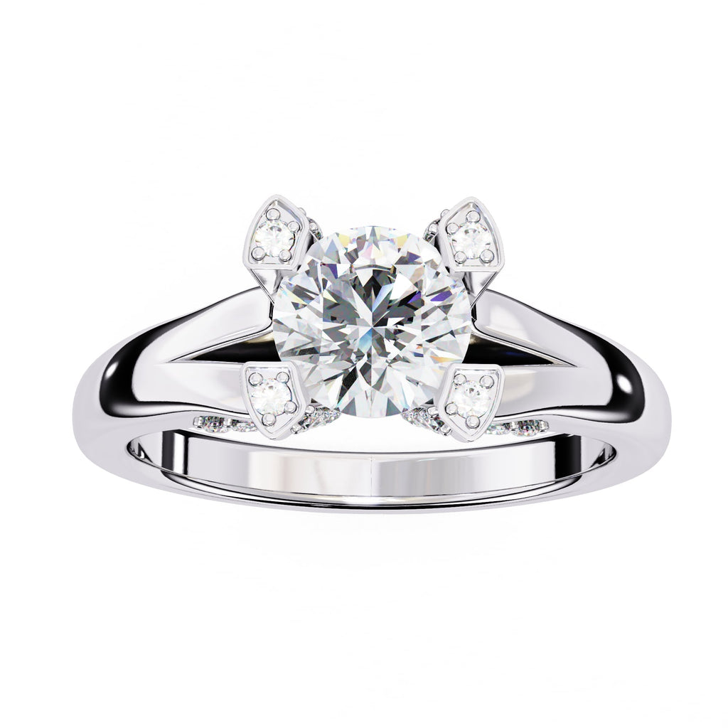 Elegant Diamond Central Stone Ring with Brilliant Side Accents