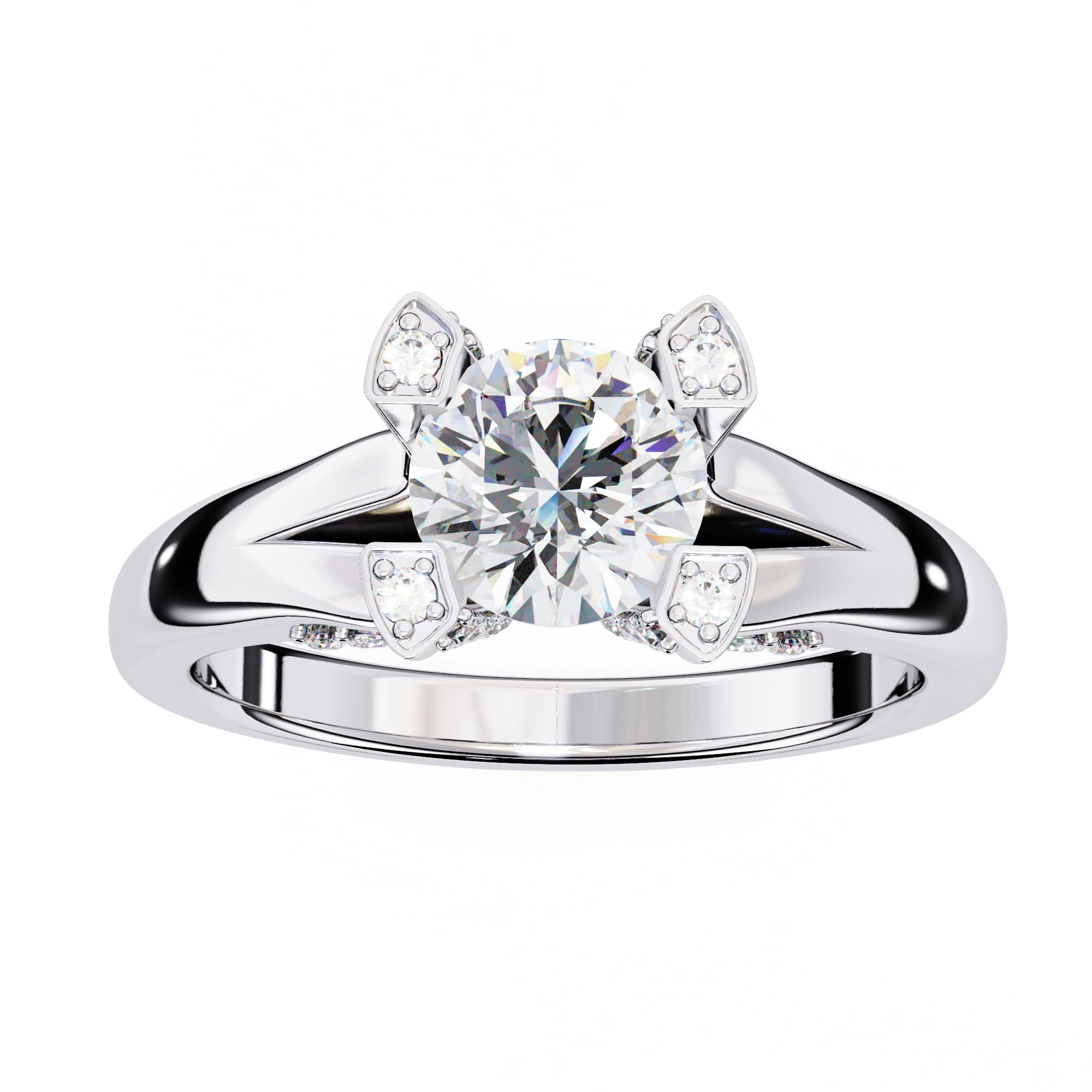 Elegant Diamond Central Stone Ring with Brilliant Side Accents