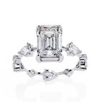 Radiant Central Stone Diamond Ring with Shimmering Side Accents