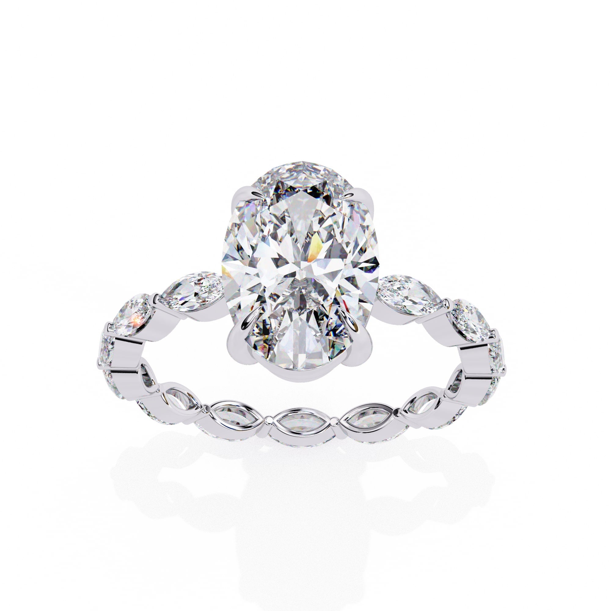 Elegant Diamond Central Stone Ring with Brilliant Side Accents