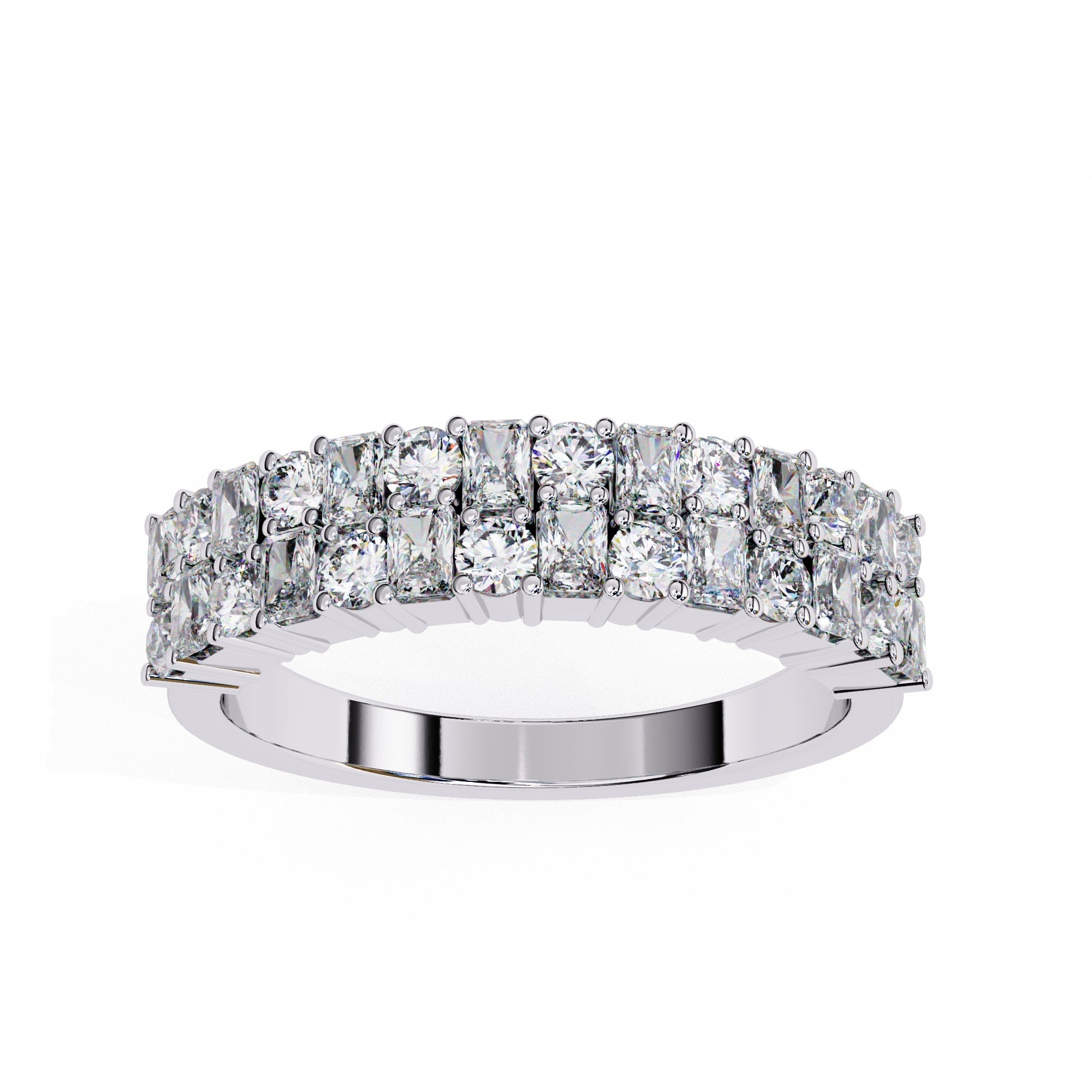 Radiant Diamond Side Stone Eternity Ring