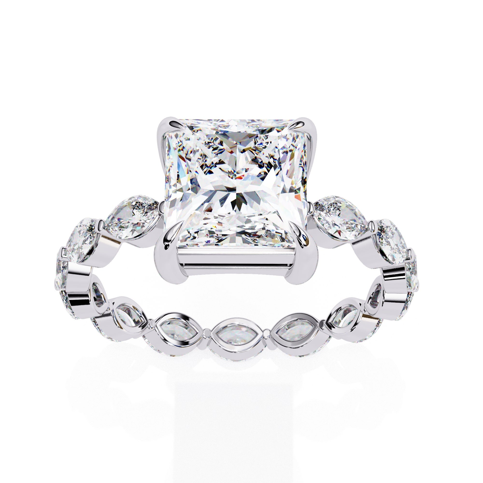 Sparkling Central Stone Diamond Ring with Side Accents