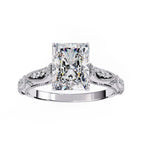 Radiant Solitaire Diamond Ring with Sparkling Side Stone Accents