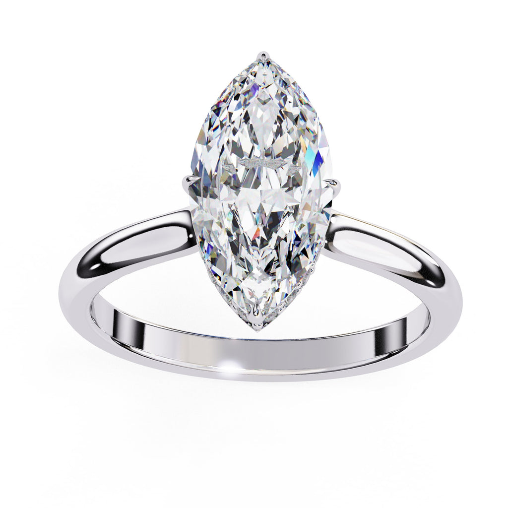 Radiant Central Stone Diamond Ring with Shimmering Side Accents