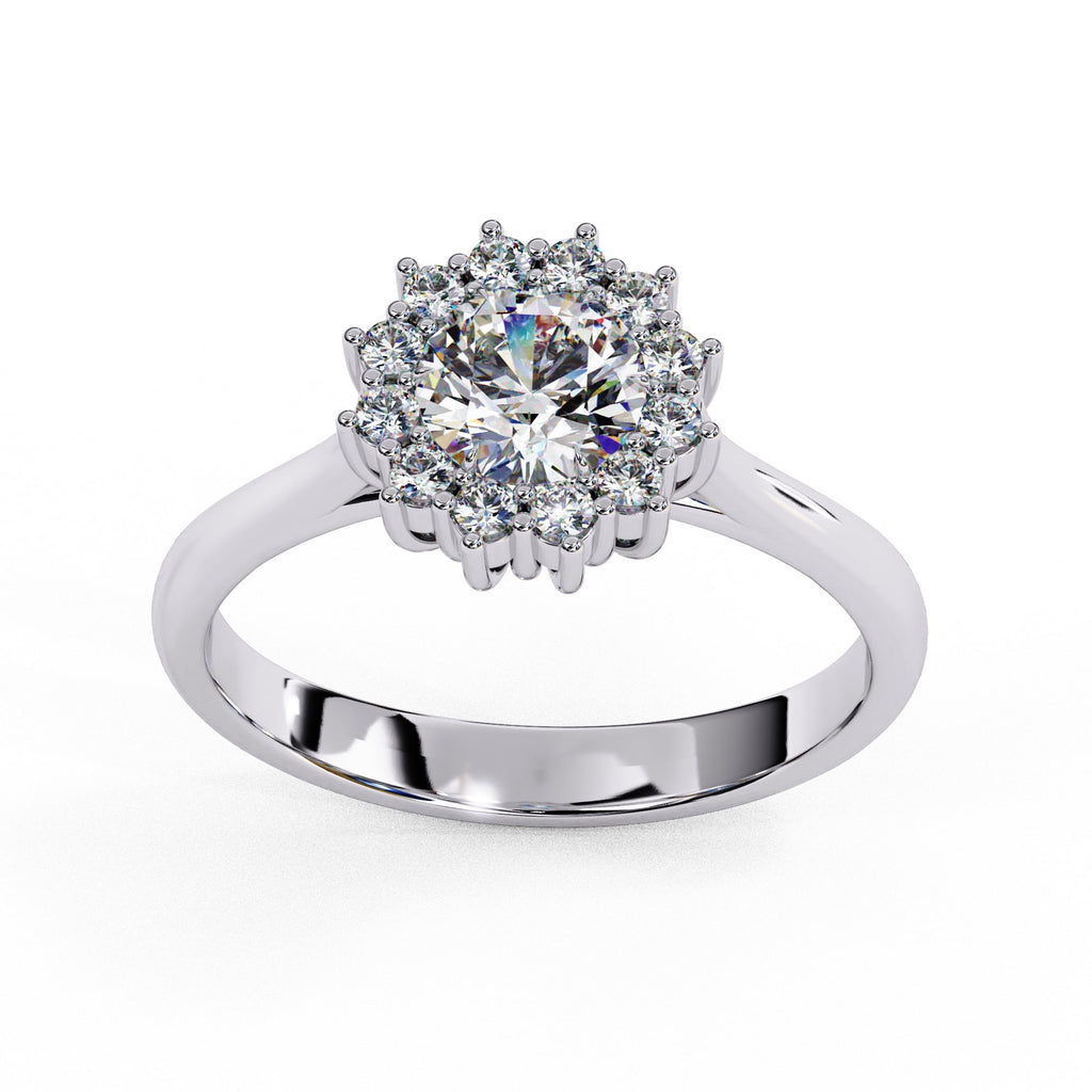 Elegant Central Stone Diamond Ring with Side Stone Brilliance