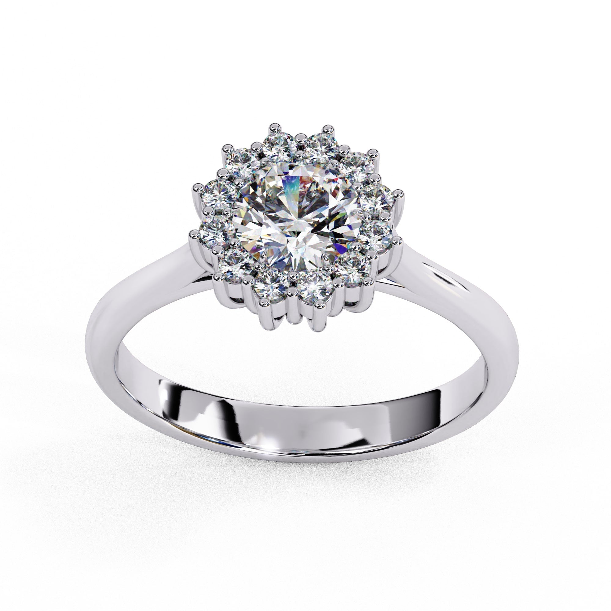 Elegant Central Stone Diamond Ring with Side Stone Brilliance