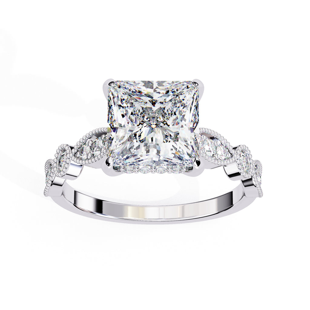 Elegant Central Stone Diamond Ring with Radiant Side Accents