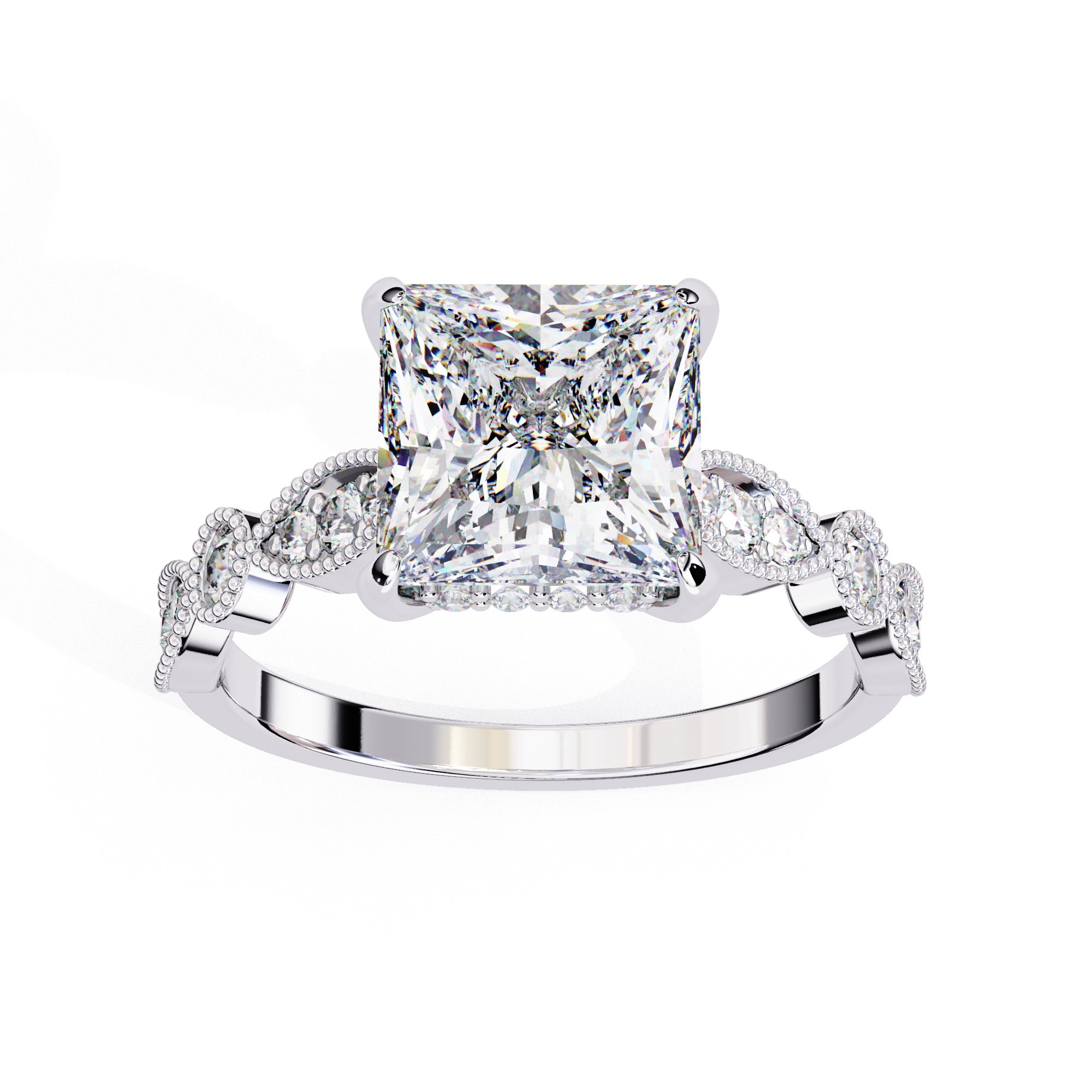 Elegant Central Stone Diamond Ring with Radiant Side Accents