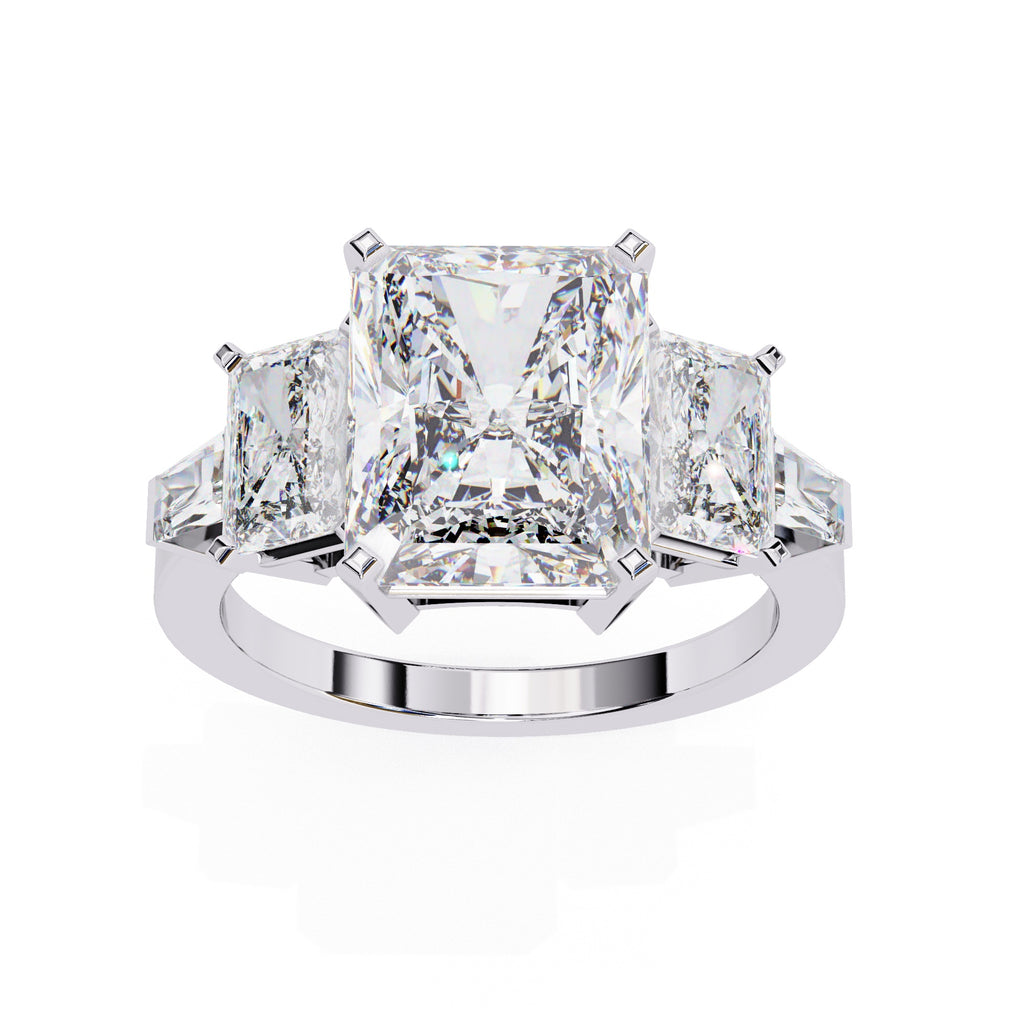 Elegant Central Stone Diamond Ring with Radiant Side Accents