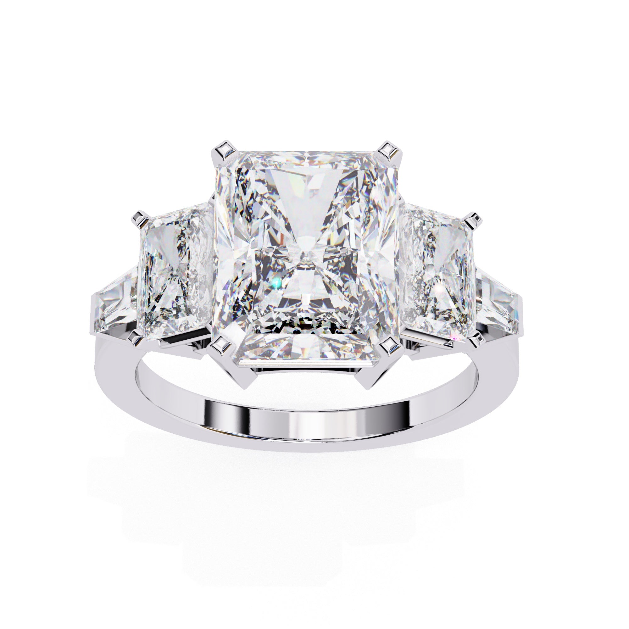Elegant Central Stone Diamond Ring with Radiant Side Accents